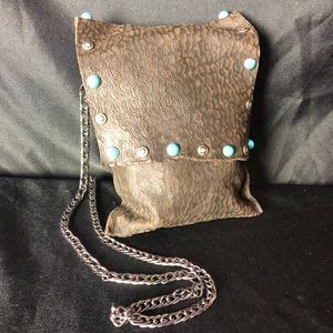 Brown leather crossbody bag